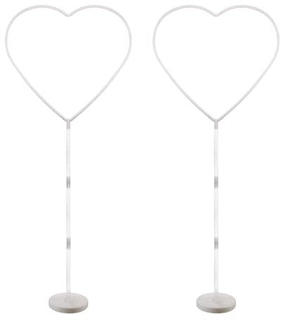 PATIKIL 2 Set Balloon Stands for Floor, 59inch Balloon Sticks with Base Heart Shape Balloon Stand Holder Kit Balloon Backdrop Stand Plastic Balloon Sticks Arch Kit for Decoration