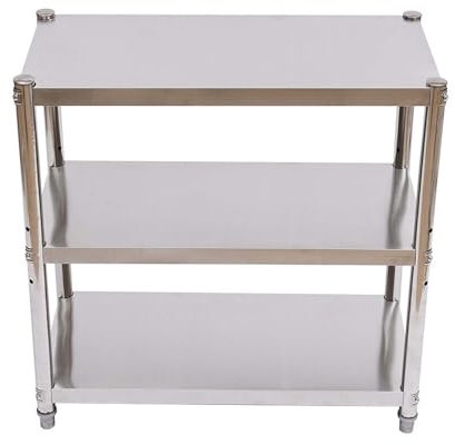 LENDISIY Edelstahl Küchentisch, 3 Böden Arbeitstisch Küchentisch Zerlegetisch 80x80x40cm Küchenregal Edelstahlregal, 30kg Belastung, für Speisekammern, Restaurants, Küchen, Großküchen