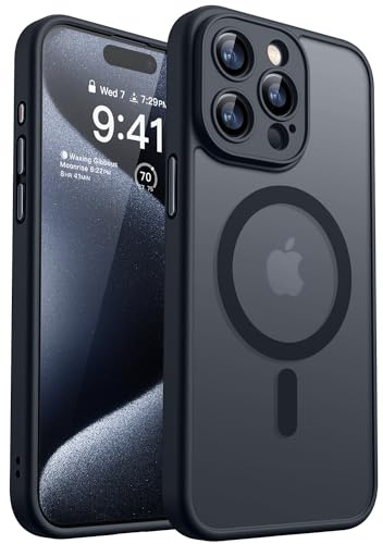 CANSHN 2024 Neu für iPhone 15 Pro Max Hülle mit Kameraschutz für Magsafe (TOP Militärschutz & Magnetkraft) Extrem Haltbarkeit Hülle iPhone 15 Pro Max Case Stoßfest, Schwarz