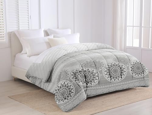 MANEMI - Edredon Estampado Cama Matrimonio con Relleno de Fibra, Invierno 250 x 240cm, Tejido Suave y 100% Poliéster