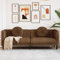 KOIECETA Sofa 3-Sitzer mit Kissen Couch Loungesofa Polstersofa Wohnzimmer Sitzmöbel Wohnzimmermöbel Dreisitzer Loveseat Braun Samt