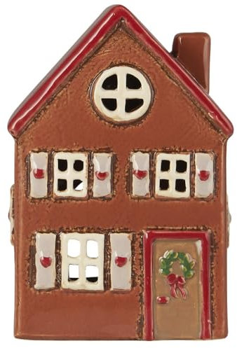 IB Laursen Lichthaus STILLENAT Rotes Dach Weiße Fensterläden 15 cm Teelicht Keramik