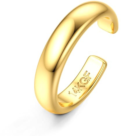 HAIAISO 14K Gold Plated Toe Rings Adjustable Toe Ring for Women Thin Toe Rings Open Band Toe Ring Summer Beach Foot Jewelry Set-4MM