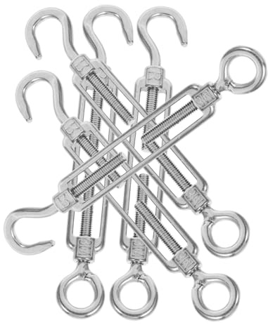 Cabilock 5 Pezzi Viti del cestino in acciaio inossidabile tensione della corda tenditore per gli occhi tenditore a gancio tensione del filo Argento