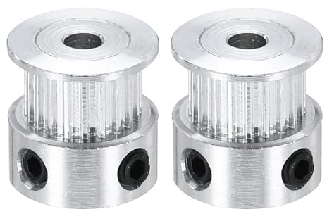 sourcing map 2 Pcs Aluminium Timing Pulley, 20 Teeth 4mm Bore Synchronous Wheel Timing Belt Pulley 2.032mm Pitch 7mm Slot Width for Belt, CNC Machine, 3D Printer