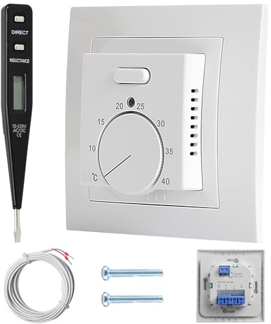 Rumstermostat golvvärme, mekanisk rumstermostat, termostat golvvärme, 220 V rumstermostat för golvvärme med blinkande ljus, för rumstermostat digital rumstemperaturregulator