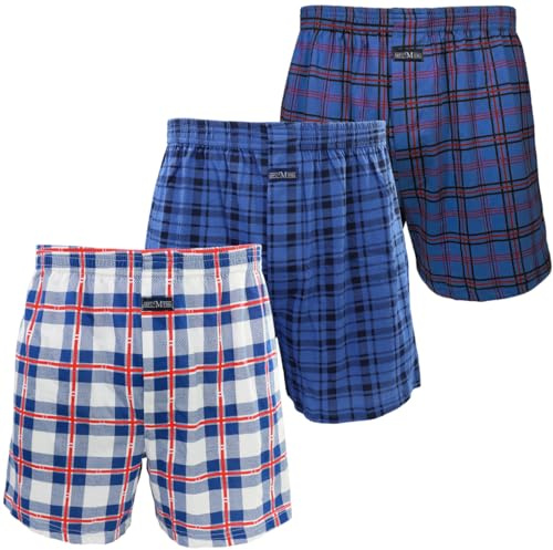 Kacouni 3 Pack Mens Boxers Loose Fit, 100% Cotton Knitted Boxer Shorts