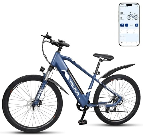 TOOPOO Electric Bike for Adults. 27.5 Electric Mountain Bike 130KM Range & 3H Fast Charge 48V15Ah Removable Battery with USB Port, 250W Motor. Smart LCD & App, 7-Speed, 3-Mode City Road Trail E-Bike