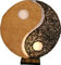 GURU SHOP Tischlampe/Tischleuchte Yin & Yang, in Bali Handgemacht aus Naturmaterial, Sisal, Rattan, Braun, Leder, 50x45x18 cm