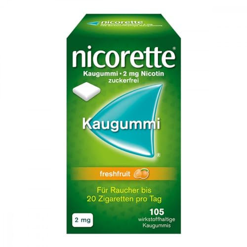 NICORETTE Kaugummi 2mg freshfruit – Nikotinkaugummi zur Raucherentwöhnung – Fruchtgeschmack –2mg Nikotin – Rauchen aufhören – 105 St.