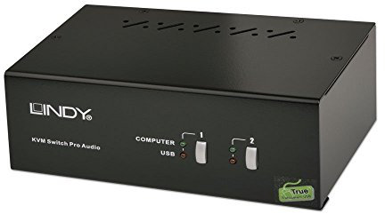 LINDY 39300 2 Port DVI Dual Head KVM Switch Pro Audio USB 2.0