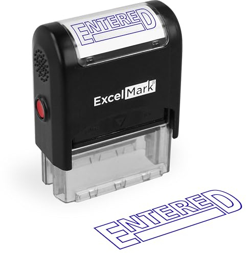 ExcelMark Entered - Self-Inking Rubber Stamp - A1539 Blue Ink
