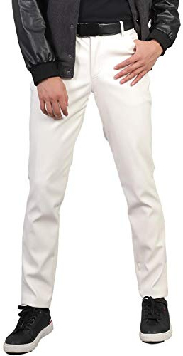 Idopy Traje de Fiesta para Hombres Pantalones de Cuero sintético Pantalones de Motociclista