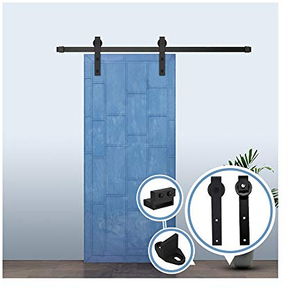 Schiebetürbeschlag Set 6.6FT/200 cm Schiebetür Kit Hängeschiene Schiebetürsystem Barn Door Hardware für Eine Tür/J-Form