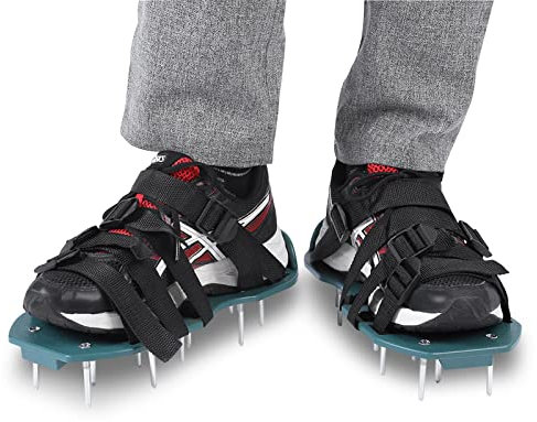 Ejoyous Aireador de césped Aireador de césped escarificador Escarificador de césped Zapatos de uñas de césped para su césped o Patio(Cuatro Correas)