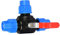3-Wege PP-Fitting, Klemmverbinder , Hebelgriff,Kugelhahn für PE-Rohr (25mm, T-Stück)
