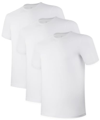 BAMBOO COOL Mens Undershirts Pack, Soft T Shirts for Men, Moisture Wicking Tees, Stretchy Breathable Crew Neck Inner Shirt