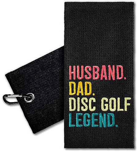 ERHACHAIJIA Husband Dad DiscGolf Legend Embroidered Disc Golf Towel with Clip. Funny DiscGolf Accessories Golf Gifts for Men Disc Golf Lover Dad, Birthday Retirement Present for Papa Husband Grandpa