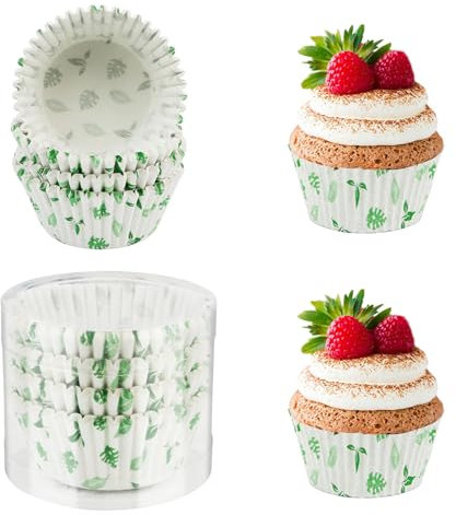 Moldes de Papel Para Magdalenas - 100 Piezas, Vasos de Hornear de Tulipán, Toppers y Envoltorios Para Cupcakes, Adornos Para Magdalenas