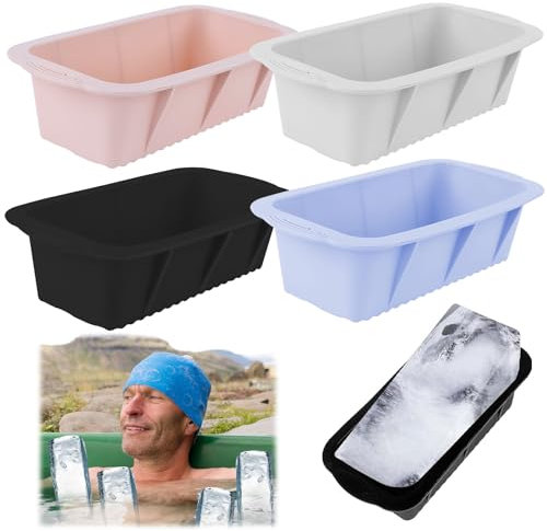 4 Pcs Glacons Moule XXL pour Ice Bath Grands Bac Bain Glacé Réutilisable Silicone Ice Cube Tray Large pour le Camping, la Pêche, les Boissons Glacées, Compresse de glace, Sculpture de Glace