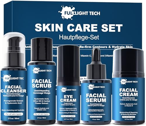 Weihnachtsgeschenke für Männer,Herren Anti-Aging Skin Care Set,Anti Falten & Hydratisierend,Retinol,Hyaluronic Acid Skincare Produkte,Papa Geschenk Weihnachten,Gesichtspflege Geschenke für Männer