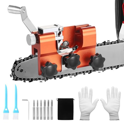 Gueenky Affilacatene per Motoseghe, Affilatrice Catena Motosega Affilatore Manuale Catena Motosega con 5 Teste Affilatura, Affila Catena Motosega Portatile per 8-22 Motoseghe