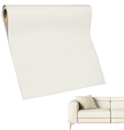 Kit di riparazione autoadesivo in pelle PU, 60 x 137 cm, per auto, divano, sedia da ufficio, mobili (bianco)