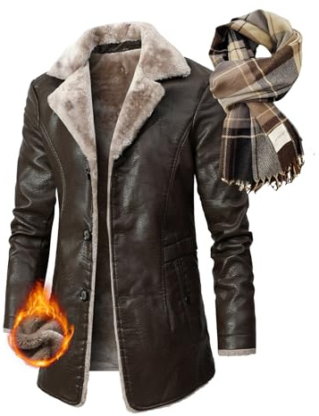 Veste d'hiver Volante pour Hommes, Veste en Cuir de Mouton retourné, Veste de Manteau de Fourrure de Motard à Remplissage Chaud (1,M)