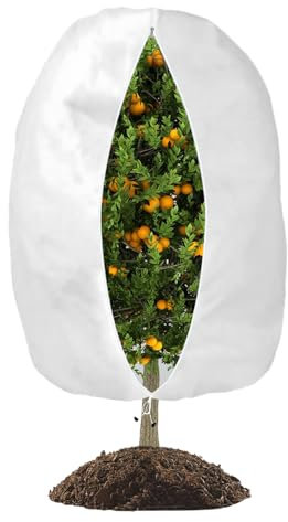QINFEN YUNDOU Funda para Plantas, Protector de Plantas para Invierno 70g/m², Plantas Cubierta Protección Reutilizable con Cordón y Cremallera para Plantas y Arbustos, Resistente Protector, 120 x 180cm