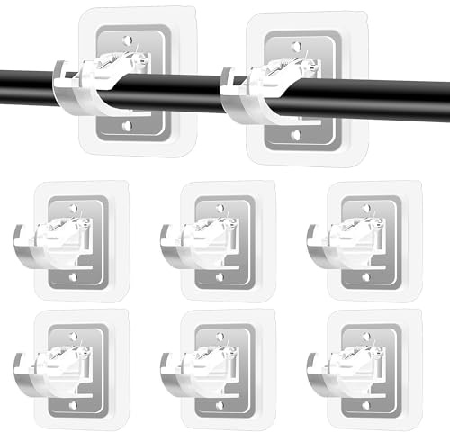 Mytium 8PCS Self-Adhesive Curtain Hooks,No Drill Curtain Pole – Easy Install Pole Brackets, Adjustable Rods, Perfect for Doors, Windows & Swinging Doors Accessories for Home Use