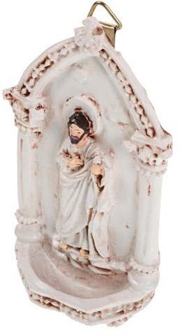 Zerodeko Acquasantiera in Resina Da Appendere Alla Parete - Decorazione Cattolica Ufficio Statua Spirituale