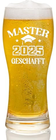 Joymaking Bierglas mit Gravur - Geschafft Master 2025, Master Abschluss Geschenk, Matura Geschenk, Bierglas Pernasoliert 15oz