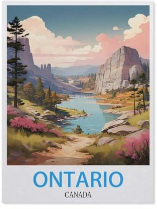 Jigsaw Puzzle 1000 Piece，Ontario Canada Vintage Travel Posters，Classic Puzzle DIY Kit Paper Toy Unique Gift Home Decor（50x70cm）-BX35