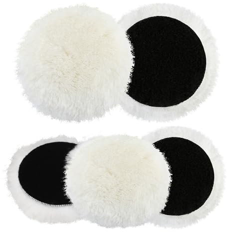 UICCVOKK Cuscinetti per lucidatura, 150 mm, 5 pezzi, in lana d'agnello, per lucidatrice, tampone di lana d'agnello, per levigatrice orbitale