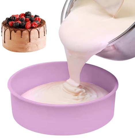 Confezione da 2 teglie rotonde in silicone, riutilizzabili, per torte in chiffon, senza BPA (colore A -25,4 cm)