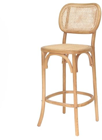 YORDAS Taburete Kiram apilable de Madera de Olmo con Asiento de ratán, diseño Thonet, Color Natural, 46,5 × 42 × 112 cm Mobiliario