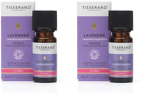 Tisserand Aromatherapy,Lavender - Organic Essential Oil,Massage Oil, Aromatherapy Oil, Skin Oil, Oil for Diffuser,100% Pure Essential Oil - 9ml (Pack of 2)