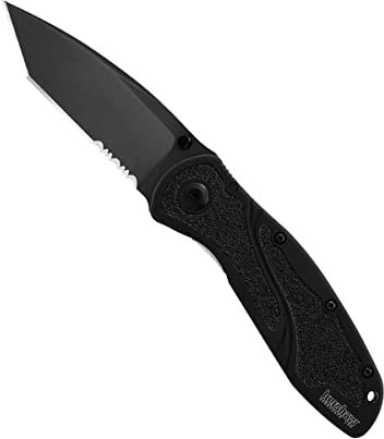 Kershaw Blur Tanto Black Pocketknife, 3.4 Sandvik 14C28N Stainless Steel Recurved Blade, Assisted Thumb-Stud Opening EDC