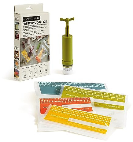 Perfetto Kitchen - 29000 - Kit para envasar al vacío - 8 bolsas + bomba manual - Col. Frescovacío