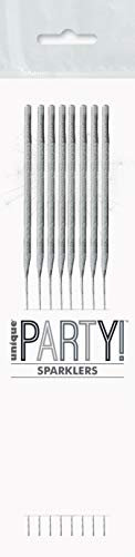 Silver Glitz Birthday Sparklers (17cm) - Dazzling & Vibrant Celebration Igniters - Perfect for Birthdays & Special Occasions - 8ct