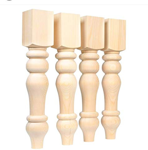CAROLINA LEG CO. Curvy Chunky Farmhouse Dining Table Legs Set - Handmade in USA - DIY Furniture - Turned Wooden Legs - Set of 4 - Dimensions: 5 x 29