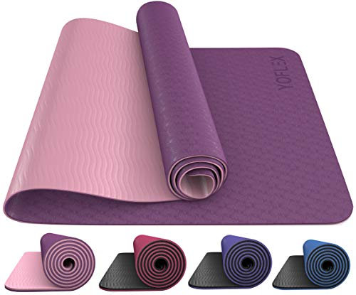 HEGG Profi Yogamatte | Gepolstert & rutschfest | YOFLEX | Gymnastikmatte für Yoga, Pilates, Sport, Gymnasik und Training (Graublau/Schwarz)