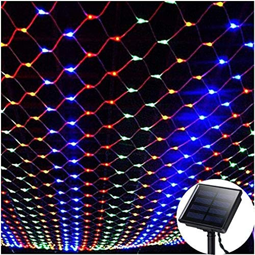 Filet Lumineux Nettes Solaire Extérieur,KINGCOO Etanche 1.5mx2m 120LED Guirlande Lumineuse Solaire Lumières Corde Fée Maille d'Éclairage pour Intérieur Jardin Noël Mariage Fête Decor (Multicolore)