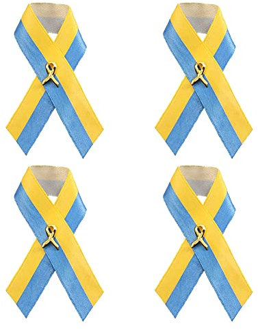 4 Stück Ukraine Schleife Anstecker, Ukrainische Flagge Pin Anstecknadel Blau Gelb Schleife Brosche Friedensknoten Ukraine Flagge Anstecknadeln Ukraine Pins Brosche für Rucksäcke Hemden,5cmx7.6cm