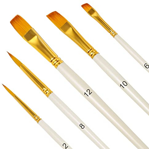 Bougimal 5 Stück Pinselset Acrylfarben Ölfarben Pinsel, Hölzernen Griff Künstler Pinsel Satz für Aquarell Ölgemälde, perfektes Malerei Ölfarben Malpinsel Set für Anfänger, Künstler