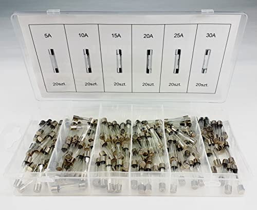 120tlg Sortiment Feinsicherungen Gerätesicherungen Glassicherungen 5-30A 6,3X32