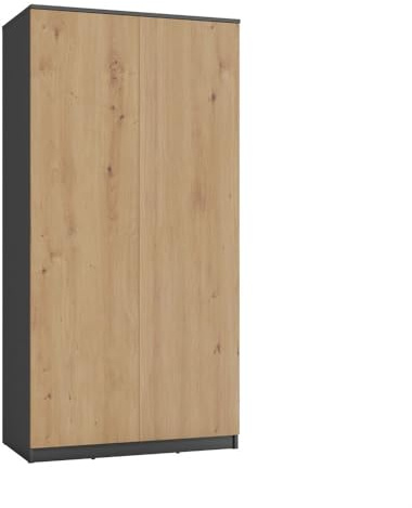 CDF Armoire Penderie Large Chambre Enfant ou Adulte Design Moderne – Tout pour Le Montage Inclus – Rangement Vêtements et Jouets – SD 90 cm Anthracite/Chêne Artisan – 2 Portes