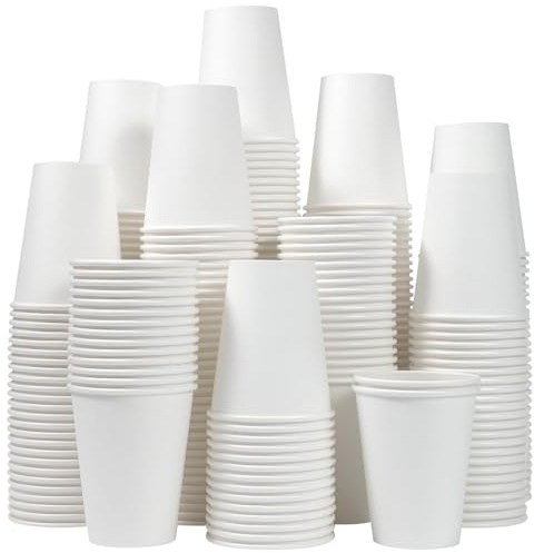 Clawsoff 300 Count - 12 oz Paper Coffee Cups, Disposable Coffee Cups 12 oz, Thickened White Paper Cups for Hot or Cold Beverage, Home, Office, Party, Business, Events