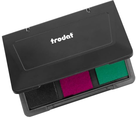 Trodat Cuscino per timbri a mano per creare creativi, 1 tampone con 3 colori in nero, rosa, turchese, inchiostro per documenti, dimensioni 10 x 7 cm, ideale per trodat vintage & trodat Creative Mini