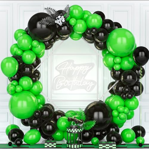 Teselife Arco Globos Verde y Negro, 119Piezas Kit Guirnalda Globo Negro Verde Niño Hombres Baby Shower Cumpleaños Boda Comprometimo Aniversario Graduación Valentín Mascarada Deco Tema Futbol Selva
